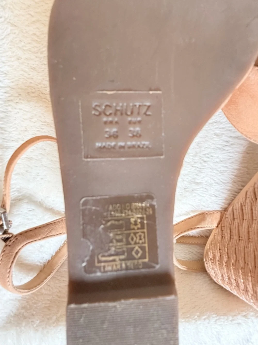 SCHUTZ Nude Tan‎ Wedge Espadrille Sandals with Ankle Strap